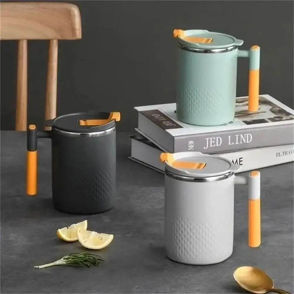 304 Stainless Steel Double-Layer Tea & Coffee Mug with Cat Handle – Japanese Style Anti-Scald Cup