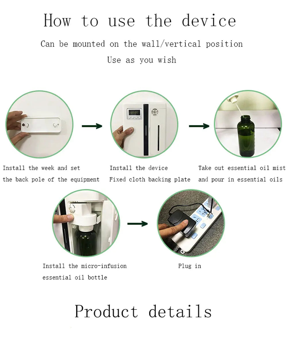 Wall-Mounted Scent Machine – 160ml Hotel-Grade Aroma Diffuser with Fan & Bluetooth