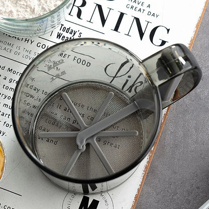 Semi-Automatic Flour Sieve with Capacity Scale – 40 Mesh Stainless Steel Baking Sifter Cup