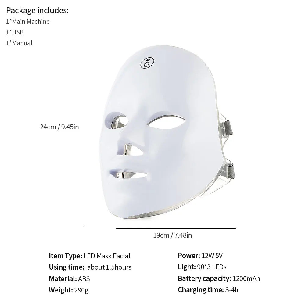 LED Face & Neck Mask – Rechargeable LED Photon Therapy Beauty Device