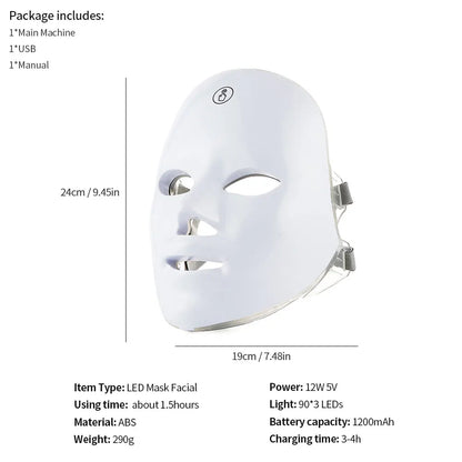 LED Face & Neck Mask – Rechargeable LED Photon Therapy Beauty Device