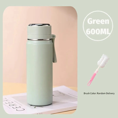 600ml Stainless Steel Thermal Water Bottle – Leakproof Insulated Travel Mug for Hot & Cold Drinks