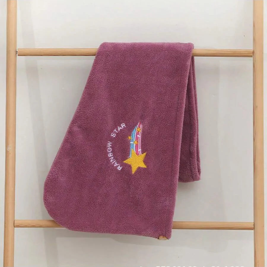 Embroidery-Style Hair Drying Cap – Thick Coral Fleece Towel for Quick & Gentle Hair Drying