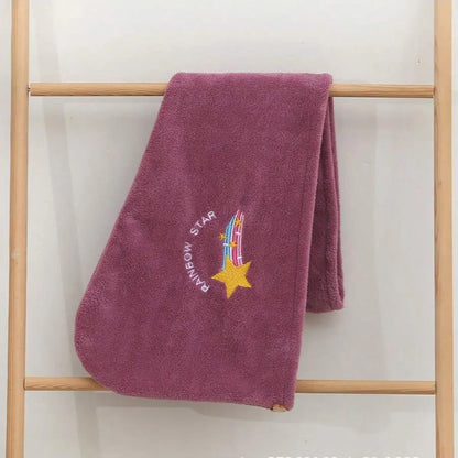Embroidery-Style Hair Drying Cap – Thick Coral Fleece Towel for Quick & Gentle Hair Drying