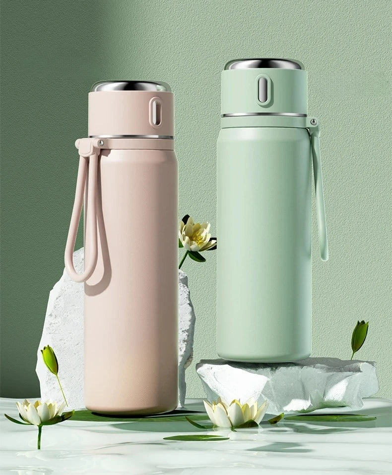 600ml Stainless Steel Thermal Water Bottle – Leakproof Insulated Travel Mug for Hot & Cold Drinks