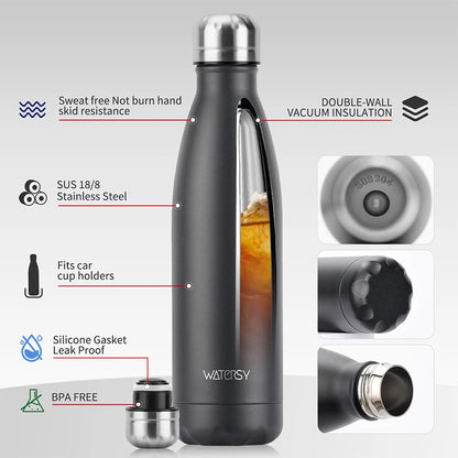 500ml Stainless Steel Insulated Water Bottle – Double Wall Vacuum Flask for Hot & Cold Drinks | Homevera