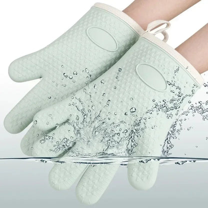 Anti-scald Thickened Silicone Gloves Heat Resistant Microwave Oven Baking Gloves BBQ Gloves Anti-slip Heat Insulation Mitts