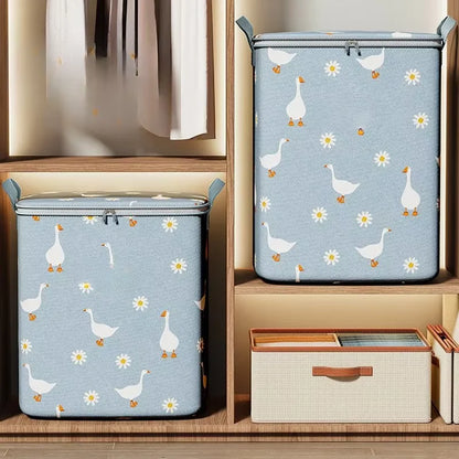 Large-Capacity Cotton Quilt Storage Bag – Foldable Non-Woven Organizer with Zipper Handle