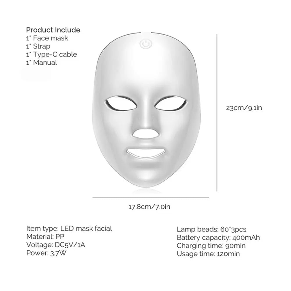 LED Face & Neck Mask – Rechargeable LED Photon Therapy Beauty Device