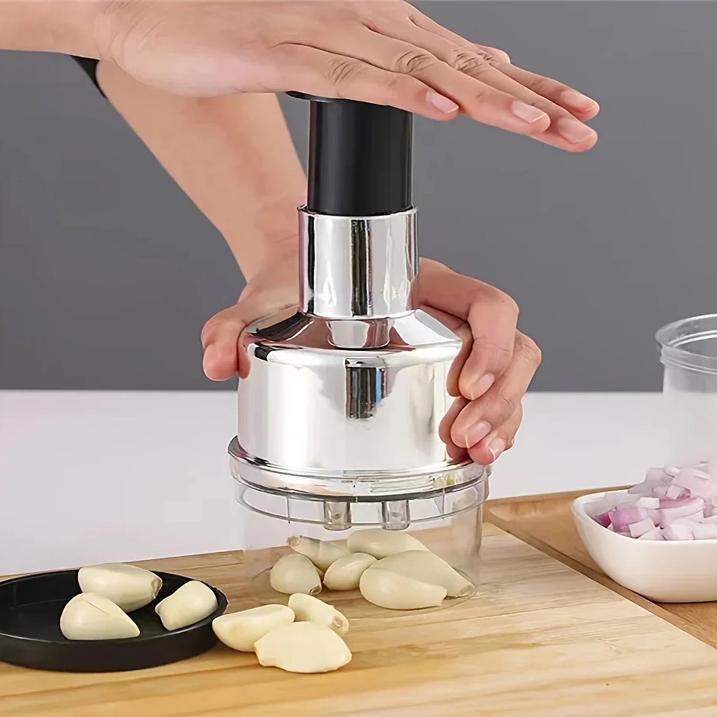 Stainless Steel Garlic & Onion Chopper – 304 Steel Patting Knife Food Mincer & Dicer Tool | Homevera