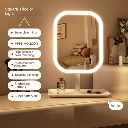 Niche Modern Desktop Vanity Mirror – 3 Color LED Touch Makeup Mirror | Homevera