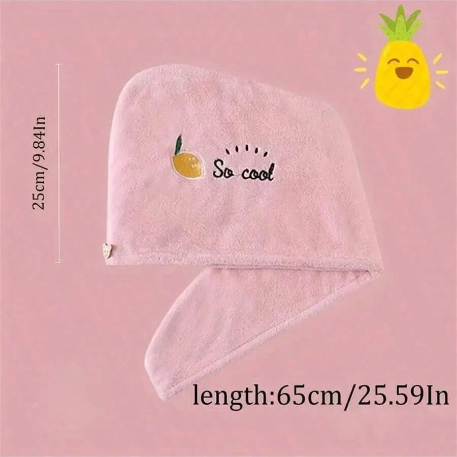 Embroidery-Style Hair Drying Cap – Thick Coral Fleece Towel for Quick & Gentle Hair Drying