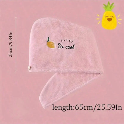 Embroidery-Style Hair Drying Cap – Thick Coral Fleece Towel for Quick & Gentle Hair Drying