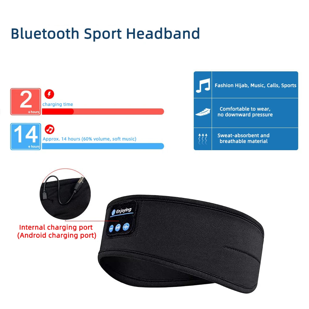 Wireless Bluetooth Sleeping Headband – Noise-Canceling Sports & Sleep Audio Mask