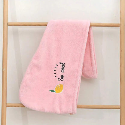 Embroidery-Style Hair Drying Cap – Thick Coral Fleece Towel for Quick & Gentle Hair Drying