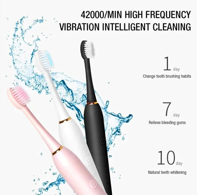 X3 Electric Ultrasonic Toothbrush – 6-Speed USB Rechargeable Waterproof Adult Tooth Cleaner, Soft Bristles, Automatic Couple Set