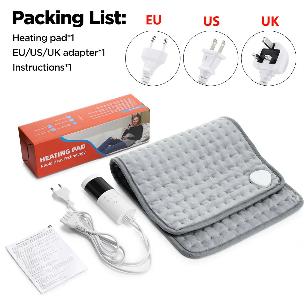 30×60cm Electric Heating Pad – 9/10 Level Adjustable Hot Compress Blanket for Back, Legs & Hands
