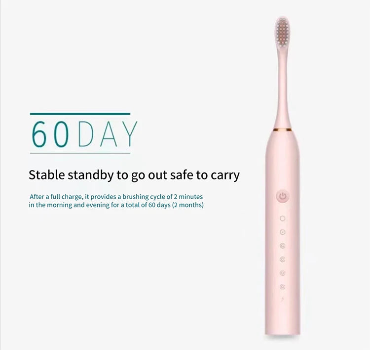 X3 Electric Ultrasonic Toothbrush – 6-Speed USB Rechargeable Waterproof Adult Tooth Cleaner, Soft Bristles, Automatic Couple Set