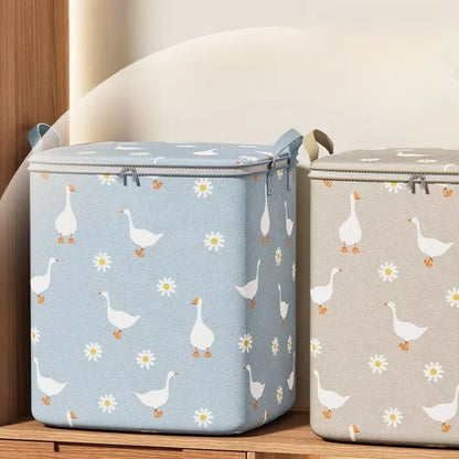 Large-Capacity Cotton Quilt Storage Bag – Foldable Non-Woven Organizer with Zipper Handle