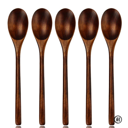 5-Piece Natural Wooden Spoon & Fork Set – Eco-Friendly Tableware for Cooking & Dining