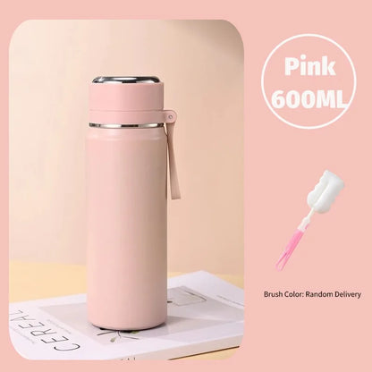 600ml Stainless Steel Thermal Water Bottle – Leakproof Insulated Travel Mug for Hot & Cold Drinks