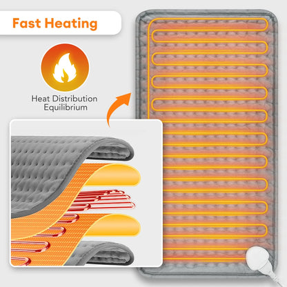 30×60cm Electric Heating Pad – 9/10 Level Adjustable Hot Compress Blanket for Back, Legs & Hands
