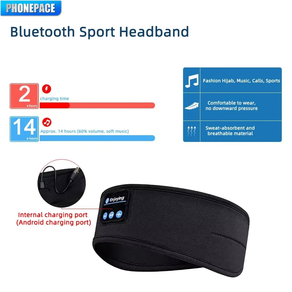 Wireless Bluetooth Sleeping Headband – Noise-Canceling Sports & Sleep Audio Mask