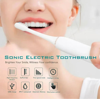 X3 Electric Ultrasonic Toothbrush – 6-Speed USB Rechargeable Waterproof Adult Tooth Cleaner, Soft Bristles, Automatic Couple Set