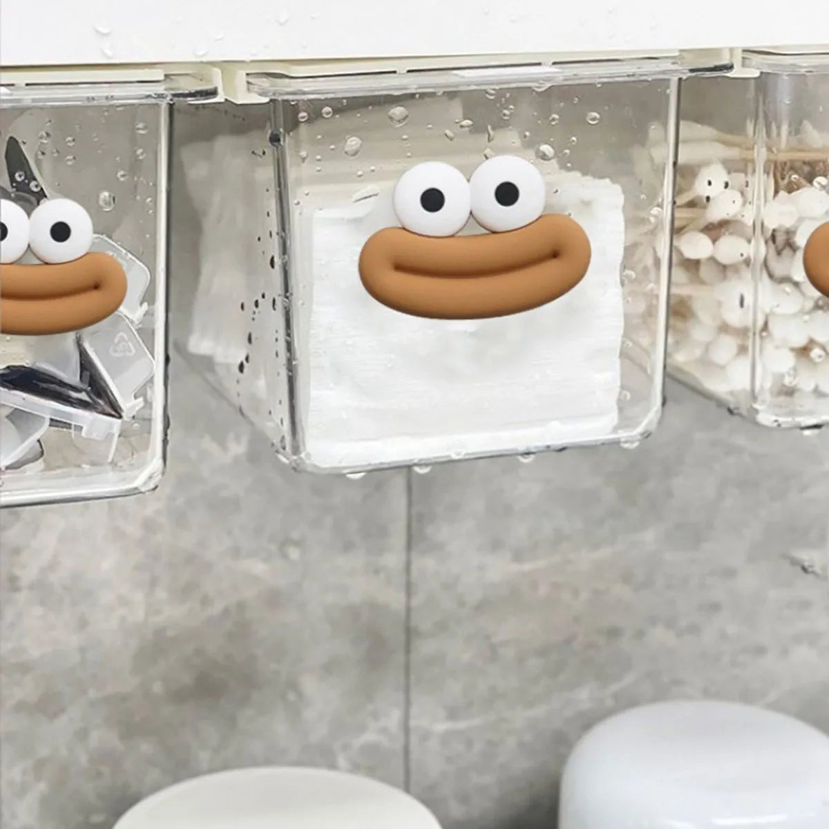 Transparent Bathroom Storage Box – Pull-Out Drawer Organizer for Cotton Swabs & Makeup Pads