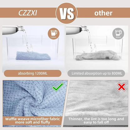 Solid Color Hair Drying Towel – Textured Absorbent Wrap with Button for Women (9.8" × 25.5")