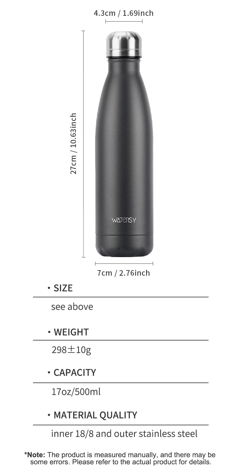 500ml Stainless Steel Insulated Water Bottle – Double Wall Vacuum Flask for Hot & Cold Drinks | Homevera