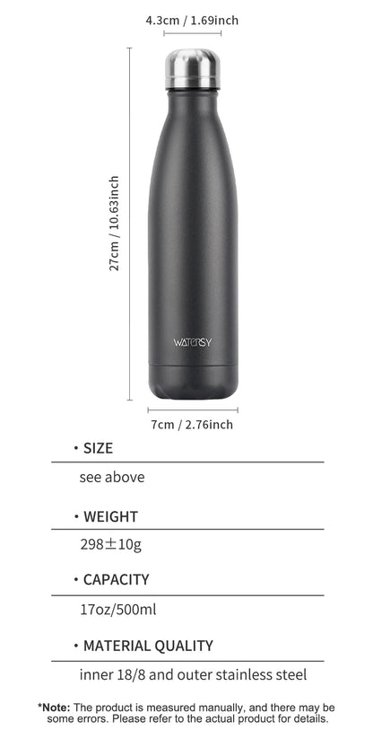 500ml Stainless Steel Insulated Water Bottle – Double Wall Vacuum Flask for Hot & Cold Drinks | Homevera