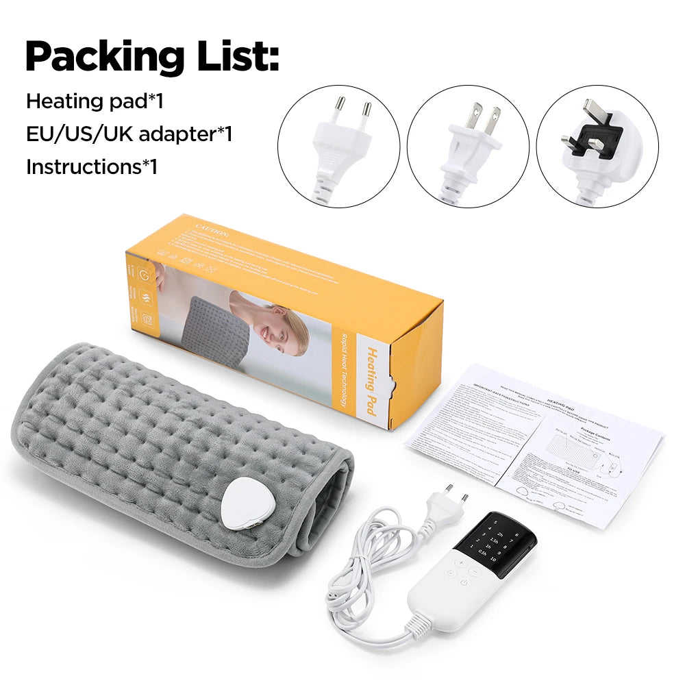 30×60cm Electric Heating Pad – 9/10 Level Adjustable Hot Compress Blanket for Back, Legs & Hands