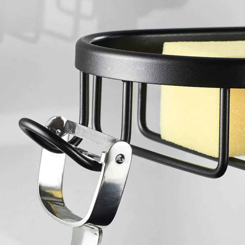 Rotatable Space Aluminum Sink Drain Rack – Faucet Sponge & Soap Holder Organizer for Kitchen & Bathroom