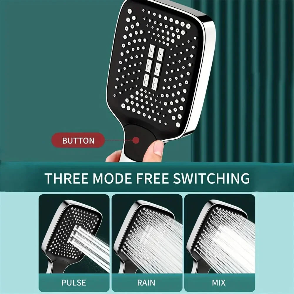 Adjustable 3-Mode High-Pressure Shower Head – Water-Saving Rainfall Handheld Shower for Bathroom
