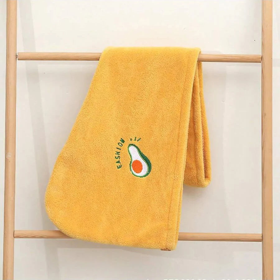 Embroidery-Style Hair Drying Cap – Thick Coral Fleece Towel for Quick & Gentle Hair Drying