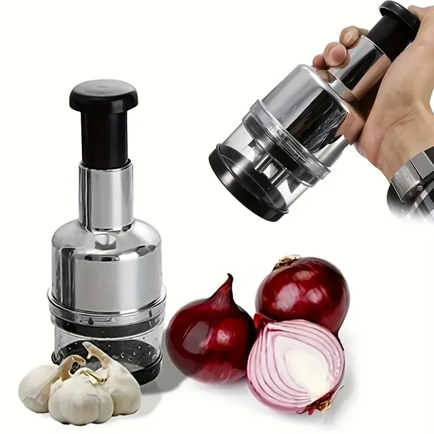 Stainless Steel Garlic & Onion Chopper – 304 Steel Patting Knife Food Mincer & Dicer Tool | Homevera
