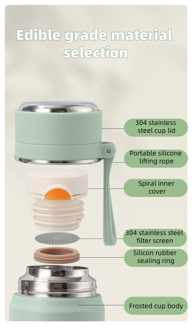 600ml Stainless Steel Thermal Water Bottle – Leakproof Insulated Travel Mug for Hot & Cold Drinks