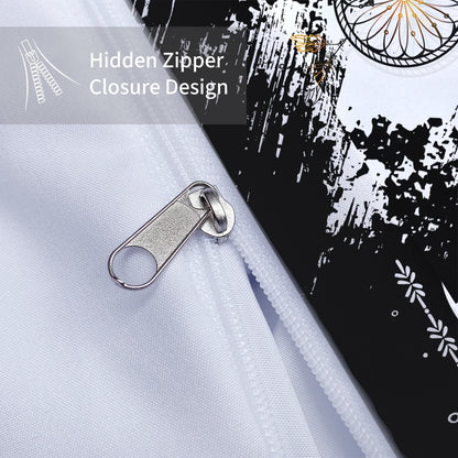 3-Piece Dreamcatcher Bedding Set – Black & White Printed Duvet Cover Set | Homevera