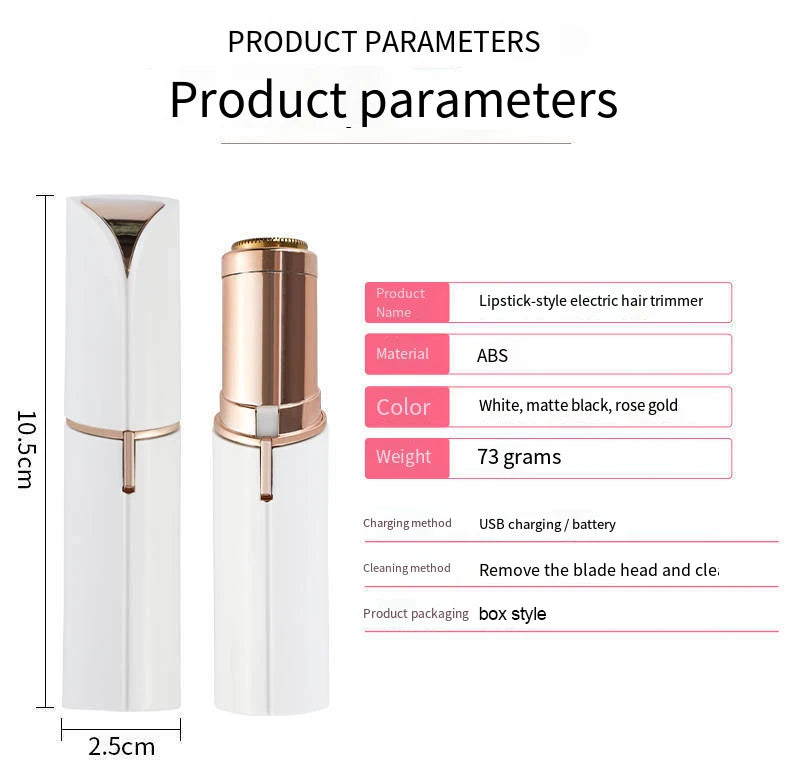 Electric Facial Hair Remover for Women – Painless Lipstick-Style USB Trimmer