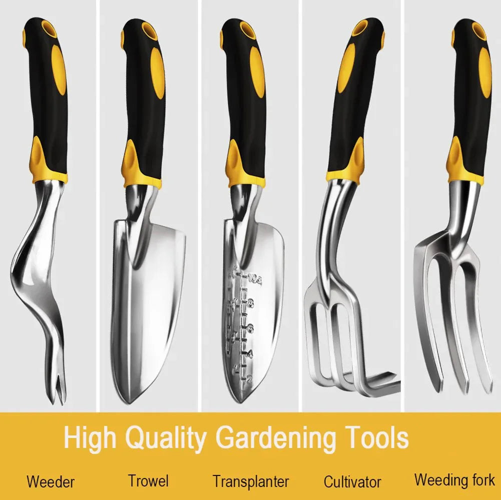 5-Piece Garden Hand Tool Set – Stainless Steel Trowel, Rake & Weeder with Ergonomic Handle | Homevera