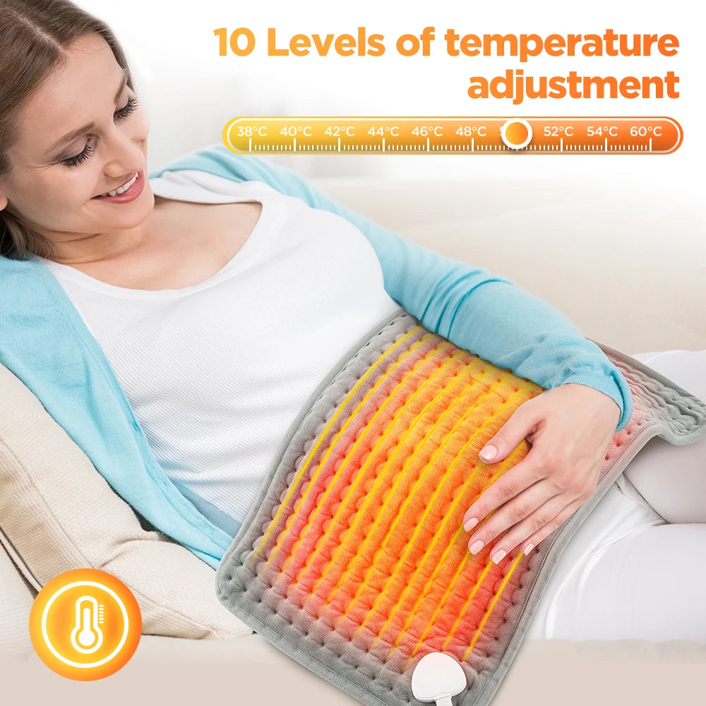 30×60cm Electric Heating Pad – 9/10 Level Adjustable Hot Compress Blanket for Back, Legs & Hands