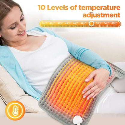 30×60cm Electric Heating Pad – 9/10 Level Adjustable Hot Compress Blanket for Back, Legs & Hands