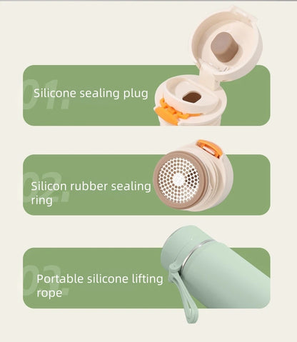 600ml Stainless Steel Thermal Water Bottle – Leakproof Insulated Travel Mug for Hot & Cold Drinks